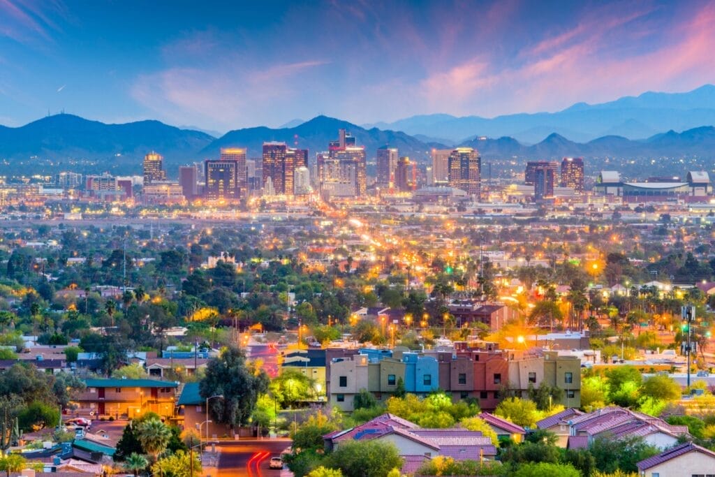 City in Arizona with mountains behind