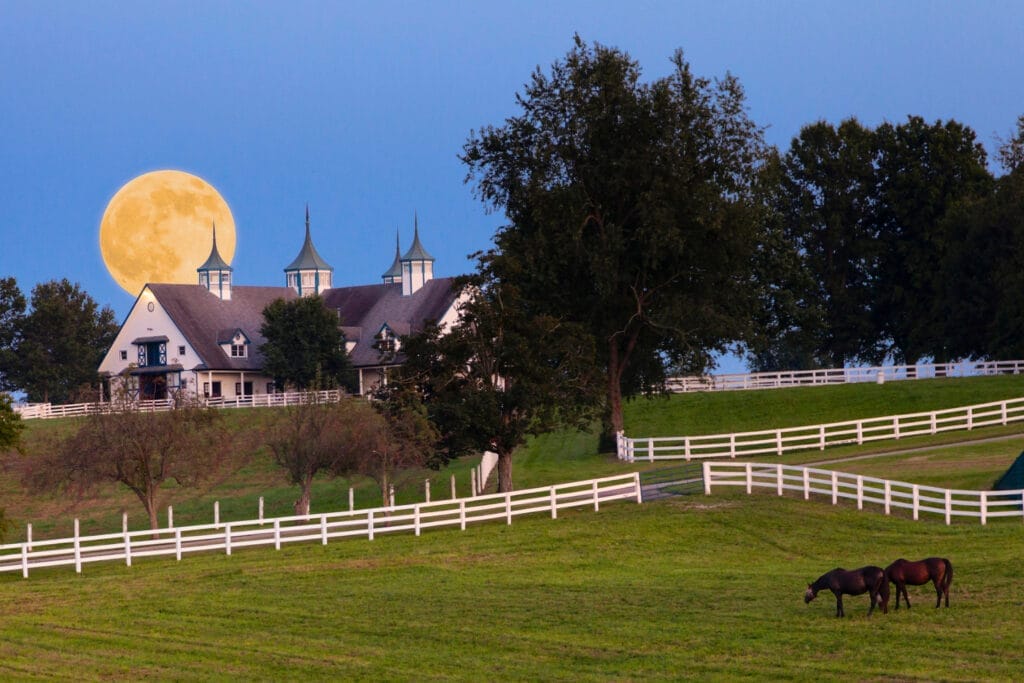Eloping in Kentucky (3) A moon setting behind a Kentucky elopement venue