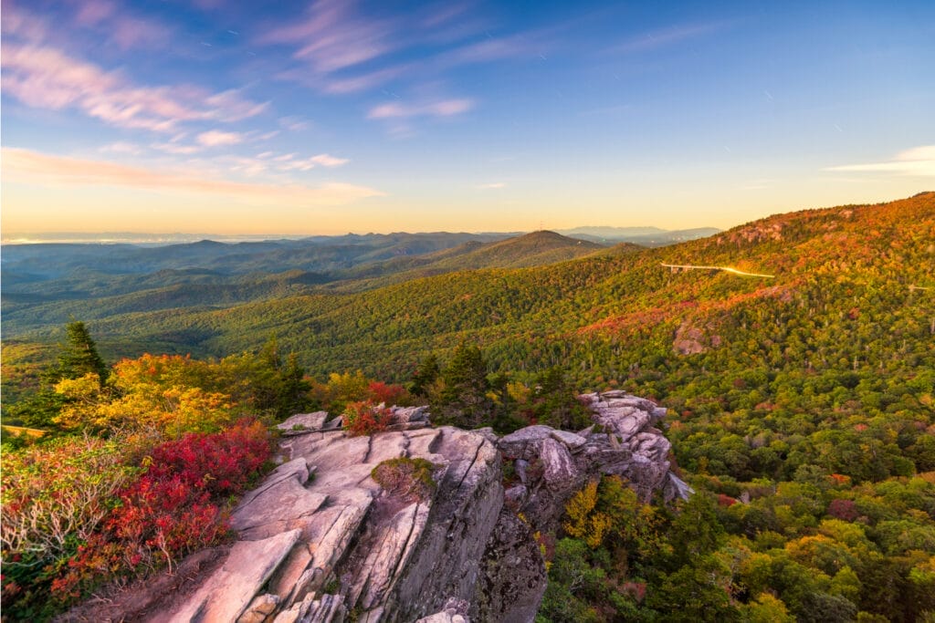 South Carolina nature with trees and hills