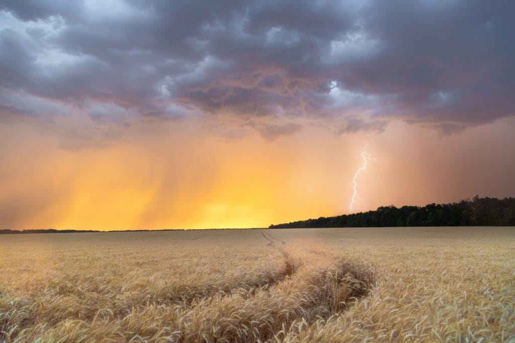 Thunderstorm across Oklahoma field