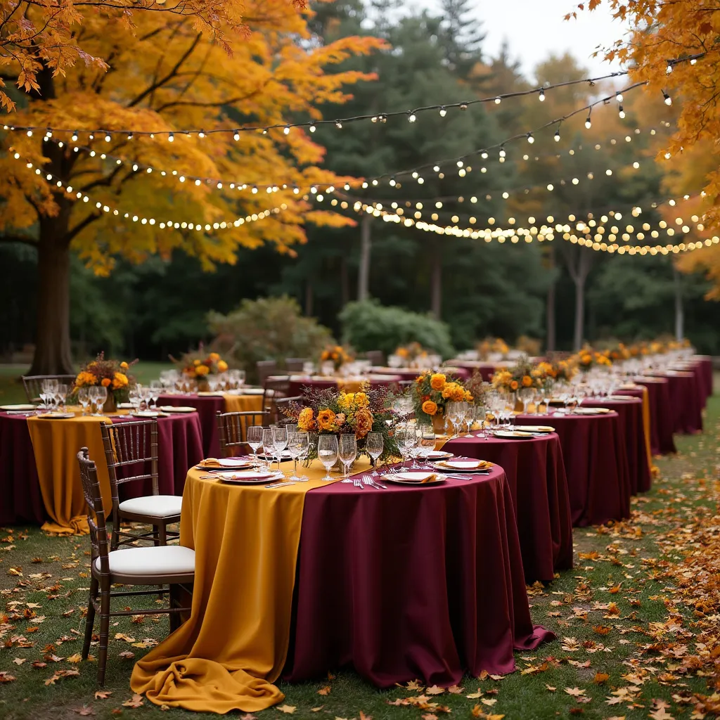 Autumn wedding colors Autumn colours on wedding banquet tables