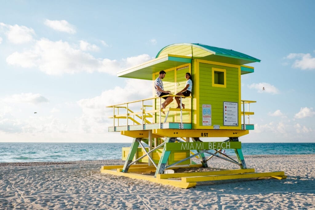 Elope in Florida (2) A couple in a green lifeguard tower