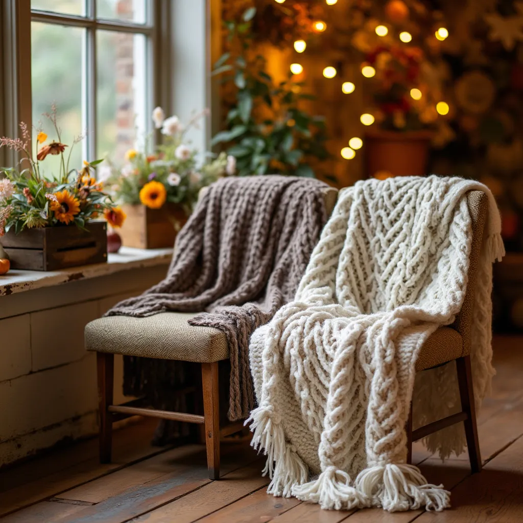 Fall wedding colors Chairs at autumn wedding with blankets