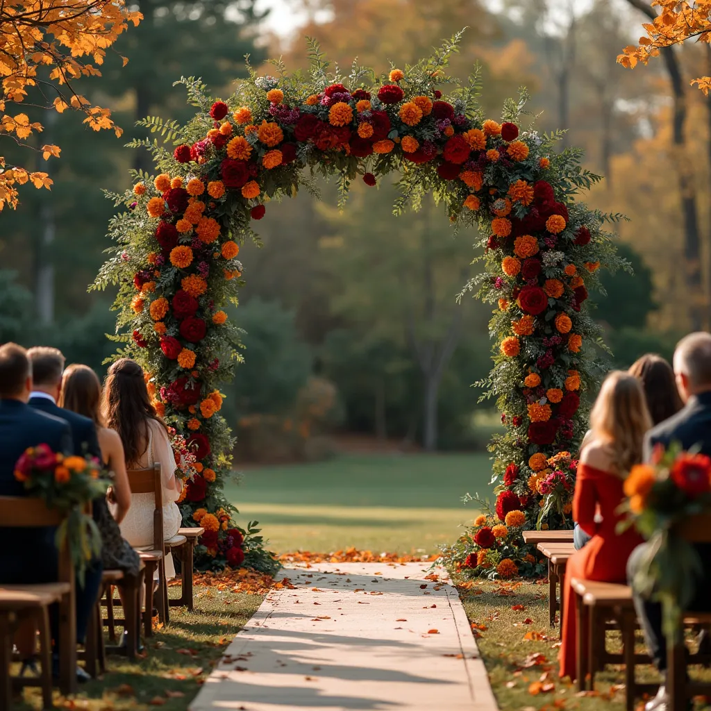 October November wedding colors fall autumn A colorful wedding arch in October November fall