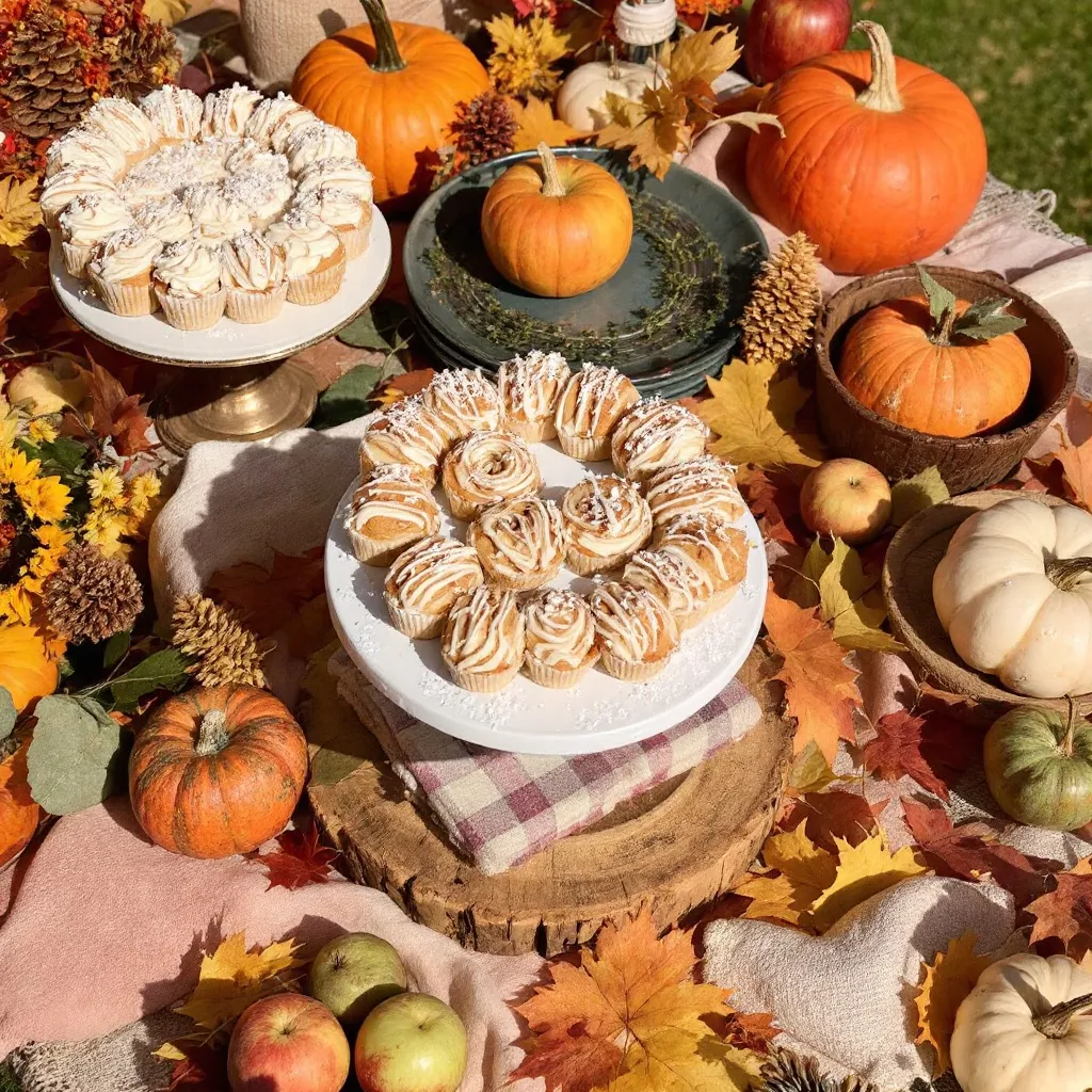 Fall wedding food ideas on a budget (5) Fall cheap mini wedding cupcakes surrounded by pumpkins