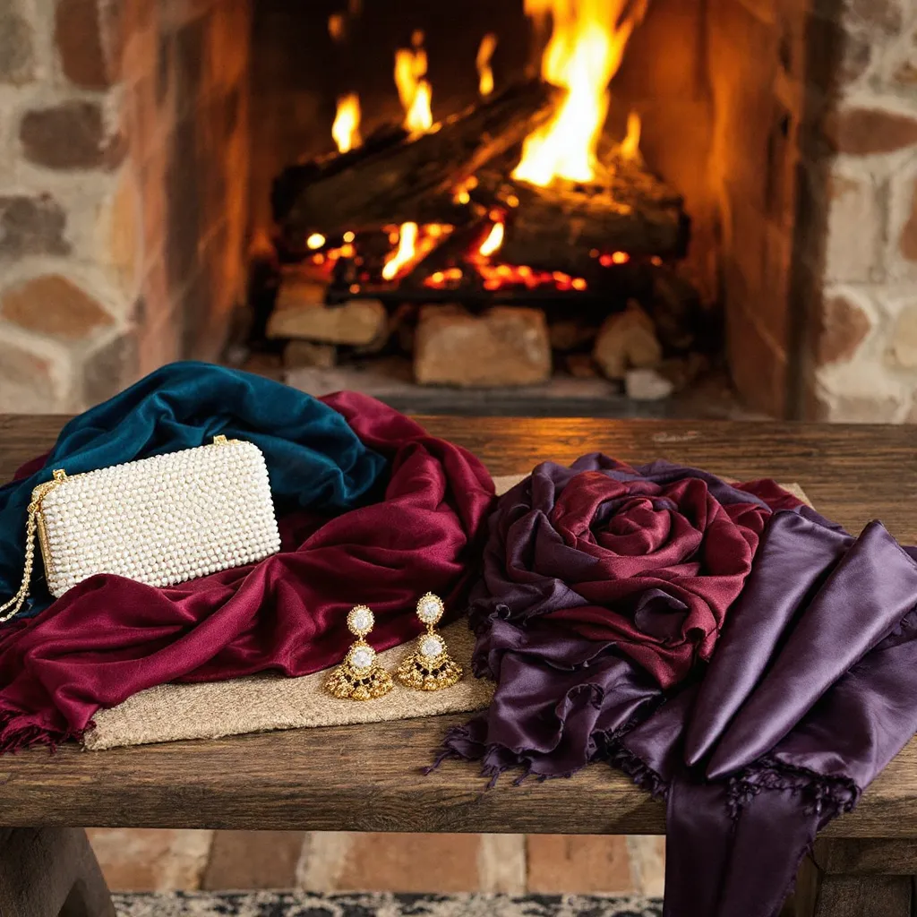 Guest Winter Wedding Dresses (2) Winter wedding dress accessories in front of a fire