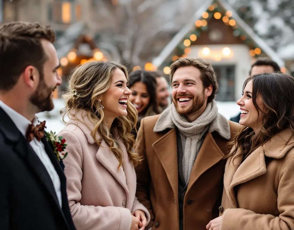 Guest Winter Wedding Dresses (6) Guests at a winter wedding in wool coats