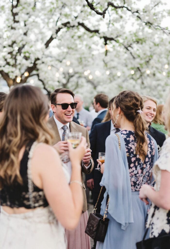 Wedding guests at a Wedding in Spring