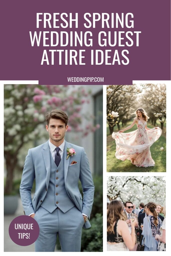 Spring wedding guest attire Pinterest Pin