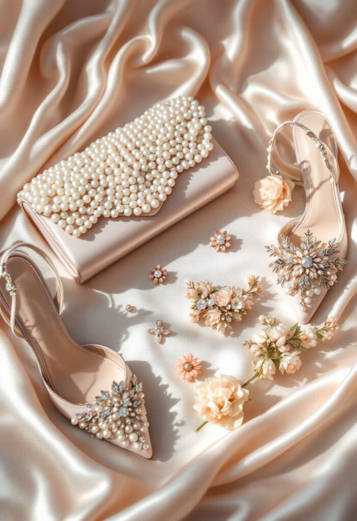 Spring wedding guest dresses accessories (10) Spring wedding purse surrounded by cloth