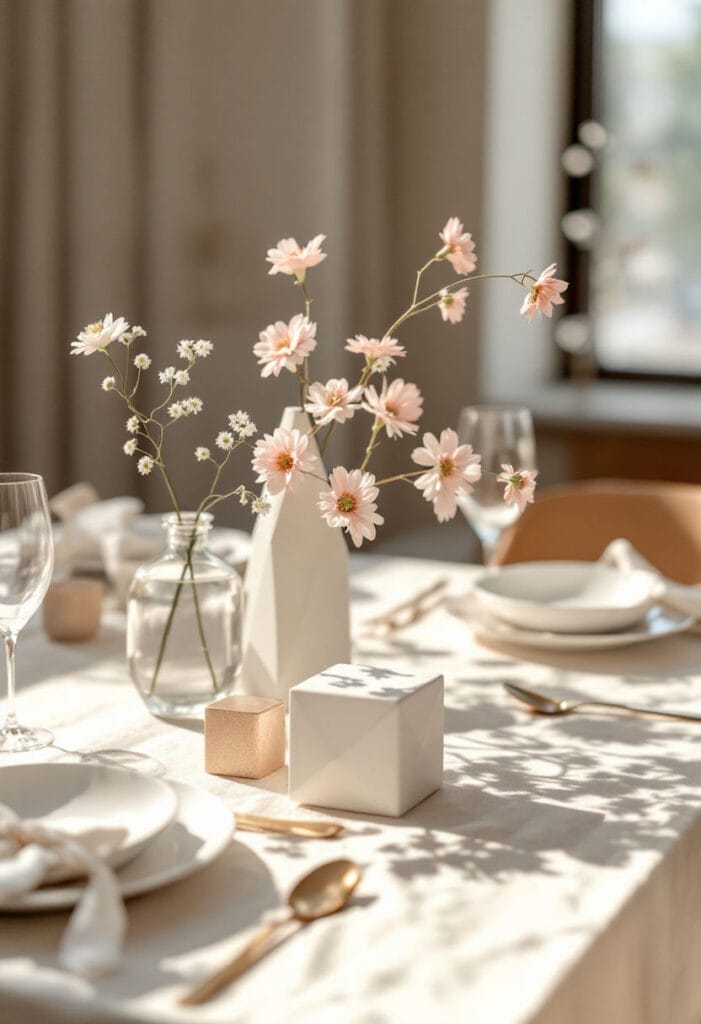 Spring wedding centerpiece (1) Modern minimalist Spring wedding centerpiece