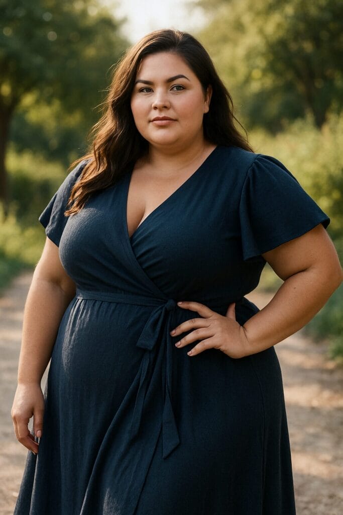 plus size wedding guest dresses summer Woman in plus sized blue wedding guest dress