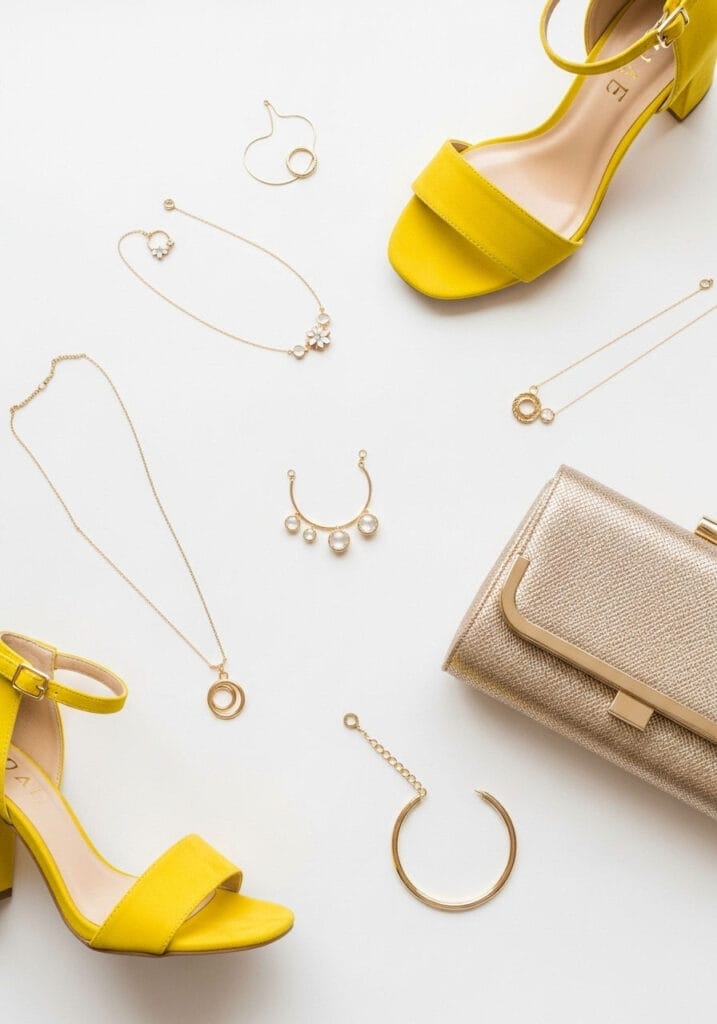 summer wedding dress accessories (1) summer wedding dress accessories with yellow heels